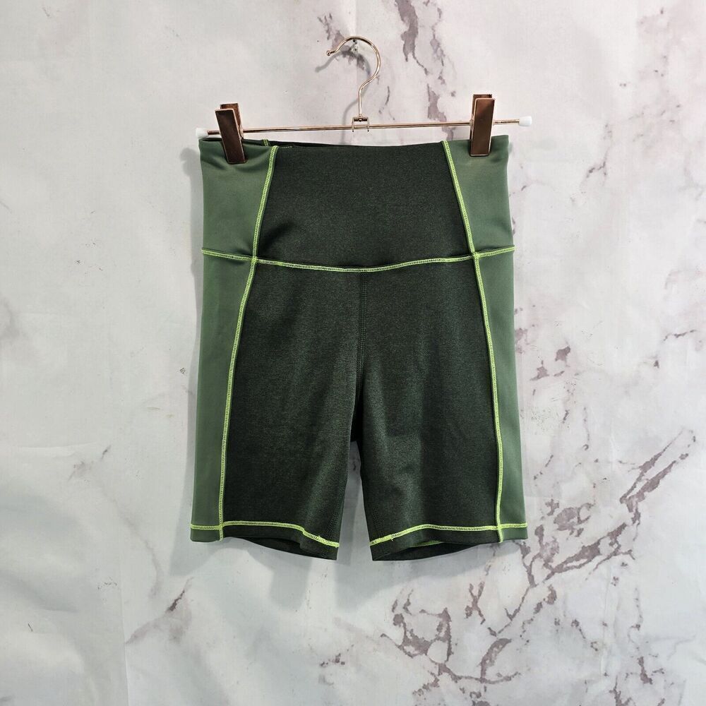 Good American Shorts Womens 0 XS Green Bike Dual Life Tonal Boy